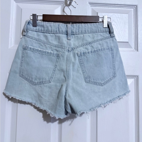Hollister Light Blue High Rise A-Line Distressed Denim Shorts - Picture 3 of 6